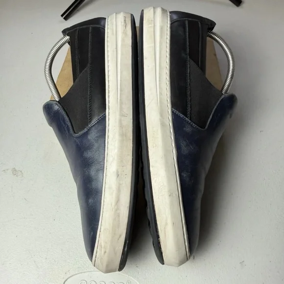 Salvatore Ferragamo Men Sz 8.5 EE Loafers navy leather uppers slip-on sneakers - Picture 4 of 13